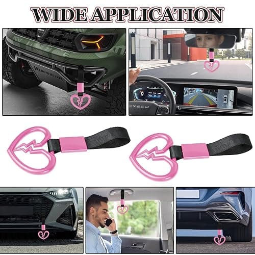 Wuyaoyao 2PCS Broken Heart Handle Ring for Car, Heart Shaped Handle Straps, Hand Strap Grab Handles Hang Ring for Car Bus Subway, Drift Charm Rear Bumper Warning Interior Decoration (Pink) thumbnail 6