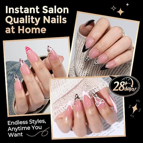 Long Almond Nail Tips: 504pcs Full Cover Soft Gel Nail Tips, 12 Sizes Pre-Etched Half Matte Almond Press on Nails No C Curve For Nail Extensions Home Salon thumbnail 4