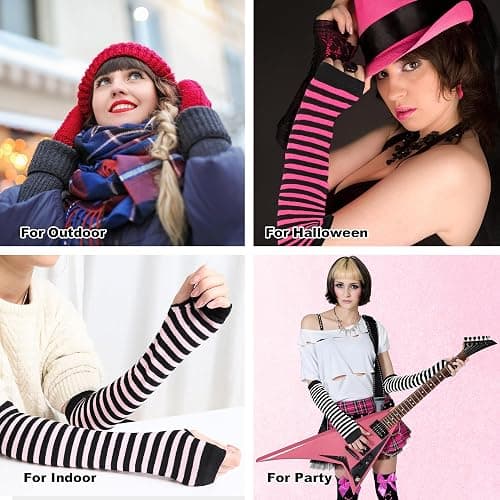 DOOVID Women Long Arm Warmers Fingerless Gloves Arm Warmer Winter Knit Thumb Hole Gloves thumbnail 6