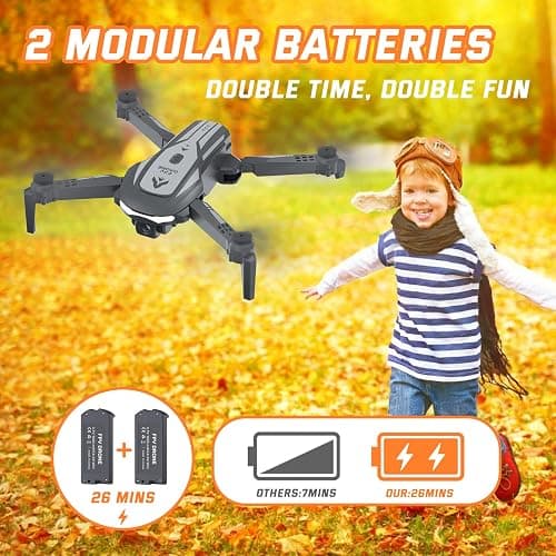 Drone with Camera for Kids Adults, Mini Foldable FPV Drones Remote Control Helicopter, RC Quadcopter with 1080P Live Video Camera, Gestures Selfie, One Key Start,2 Batteries, Toys/Gifts for Boys Girls thumbnail 7