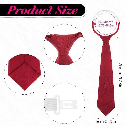 MBAIYO Wine Red Tie for Women, 13" Pre-tied Adjustable Women's Ties Skinny Necktie for Women Uniforms Gradation Business Wedding Cosplay Necktie thumbnail 3