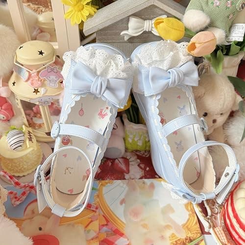 BEROBELLO Sweet Lolita Platform Shoes Kawaii Mary Janes with Bow Lace Trim | All-day Comfort, Wider Fit, Well-made, Padded Heel Collar, 2" Platform, Glossy Patent Leather, Perfect for Parties & Cosplay thumbnail 3
