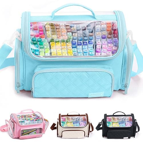 APOFFICE Large Marker Organizer Case Holds 200-300 Markers | Art Marker Storage Bag with Removable Dividers & Clear Top for Artists, Crafters & Travel - Pen, Pencil Alcohol Marker Holder - Art Supply - Image 1
