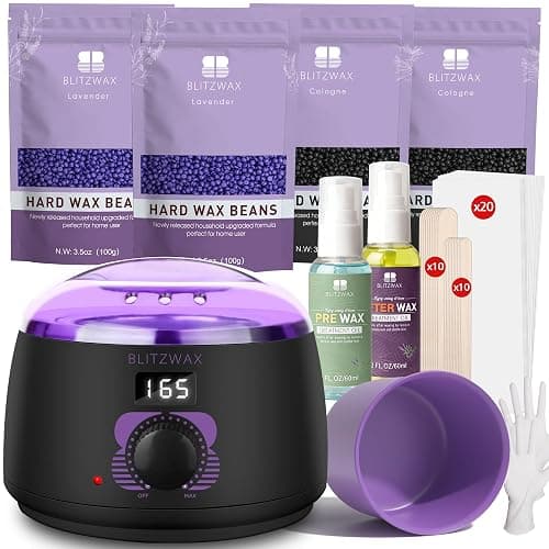 BLITZWAX Waxing Kit for Women, Hard Wax Warmer, Brazilian Bikini Face Body | 51 Items, Digital Fast Heating, Legs Underarms, Beginner Friendly, At Home Smooth Routine, Easy Temp Control, Salon Style - Image 1