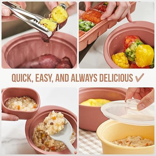 FIRGI 40oz Platinum Silicone Microwave Steamer Pot with Handle & Lid - Korean 100% Food-Grade Steamer Bowl, Heat-Resistant Cooker with Steam Holes, Easy Clean, Dishwasher Safe, Yellow thumbnail 8