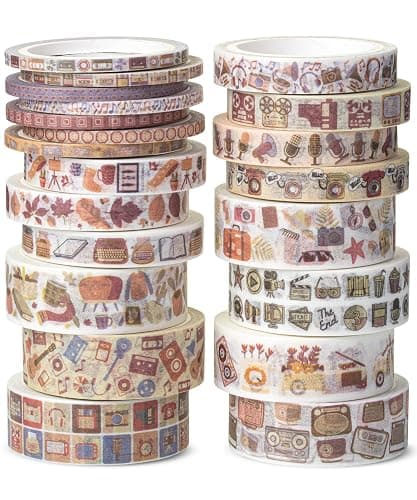 Mr. Pen- Washi Tape Set, 21 Rolls, Assorted Sizes, 5 Yards/Roll | Washi Tape for Scrapbook, Arts, Crafts, Journals and Planners, Nostalgic Theme - Image 1