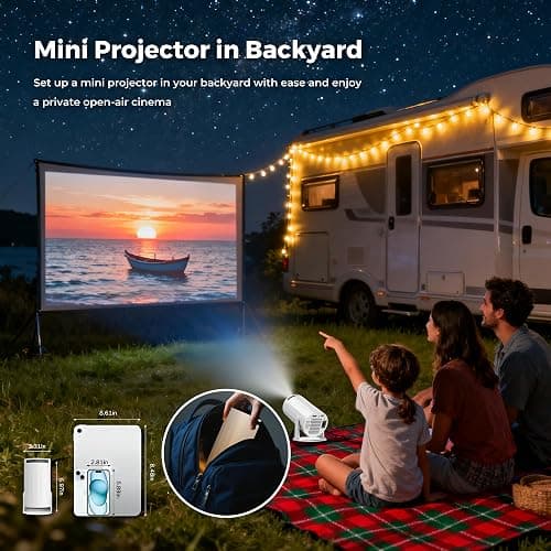 WellSonic Mini Portable Projector Support 4K, 200 Ansi Outdoor & Home Movie Projector with WIFI and Bluetooth, Automatic Keystone Correction, 180°Rotatable, Compatible with HDMI USB PC Laptop thumbnail 8