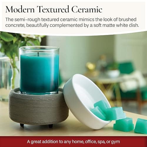 Candle Warmers ETC 2-in-1 Candle and Fragrance Warmer for Warming Scented Candles or Wax Melts and Tarts with to Freshen Room, Gray Texture thumbnail 7