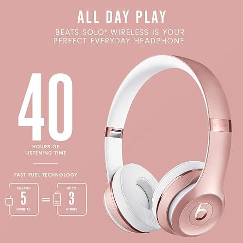 Beats Solo3 Wireless On-Ear Headphones - Apple W1 Headphone Chip, Class 1 Bluetooth, 40 Hours of Listening Time, Built-in Microphone - Rose Gold - Rose Gold - Solo3 - Without AppleCare+ thumbnail 5