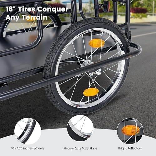 MOONCOOL Bike Cargo Trailer, Universal Hitch, Foldable Utility Wagon Cart | Heavy Duty Bike Trailer for Bicycle & Tricycle, 176 lbs Capacity, 16" x 1.75" All-Terrain Wheels, Compact Storage thumbnail 5