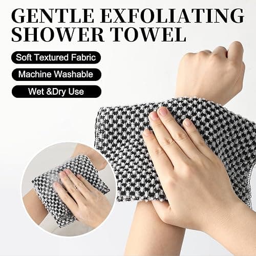 BESTWELL Exfoliating Shower Towel 47", Premium Scrub Wash Cloth for Body Face, 2-in-1 Exfoliating Towel-Body Scrubber for All Skin Types, Exfoliating Washcloth for Men and Woman thumbnail 5