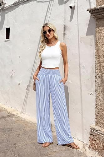 Sampeel Wide Leg Pants Woman High Waist Trousers with Pockets Casual Lounge thumbnail 5