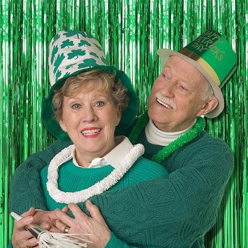 2 Pack Green Streamers Backdrop Jungle Party Decorations Foil Fringe Backdrop Curtains Photo Booth Backdrop for Birthday Dinosaur Animal St Patrick's Day Football Christmas Party Decorations thumbnail 5