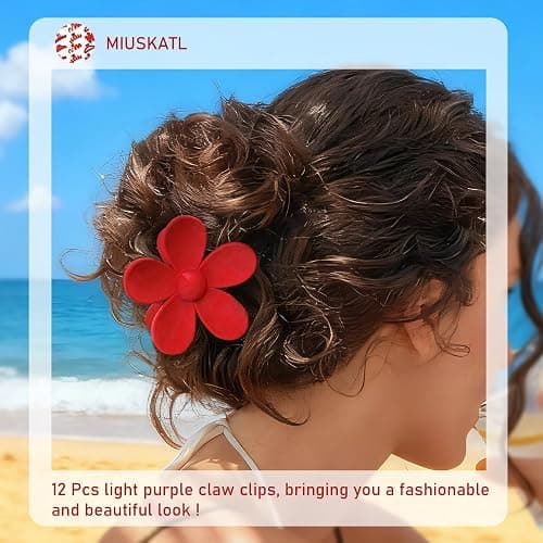 12 Pcs Claw Clips, Multi-Shapes Hair Clips for Women Girls, Non-Slip Large Jaw Claw Clips for Thick Thin Curly Hair Accessories (Red) thumbnail 6