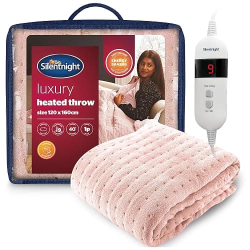 Silentnight Comfort Control Heated Throw Blanket - Luxury Fleece Electric Heated Overblanket for Sofa Bed with 9 Heat Settings, Fast Heat-up and Safety Shut Off - Machine Washable - 120x160cm - Blush - Image 1