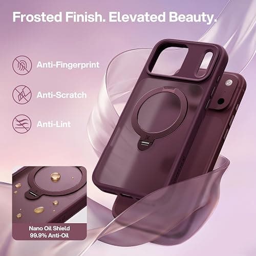 CASEKOO Burgundy for iPhone 18 Pro Max Case with 360 Spin Magnetic Stand | 18FT Mil-Grade Protection, Fit for MagSafe, Shockproof Ring Holder 18 Pro Max Case Slim Ergonomic Frame, Matte Cherry 6.9'' thumbnail 7