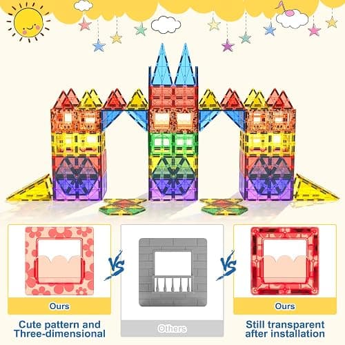 Coodoo 60 PCS Magnetic Building Tiles Kids Toys STEM Magnetic Blocks Sensory Toys Kids Games Magnet Building Toy for Boys and Girls Aged 3+, Kid Brain Development Preschool Kindergarten Toddler Toy thumbnail 4