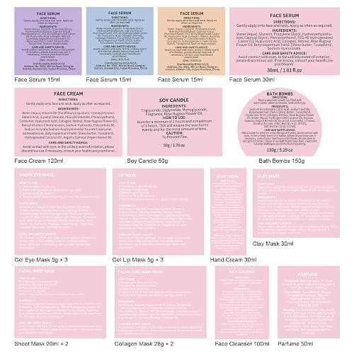 Rose Facial Skin Care Set, 33 Pcs Bath & Body Spa Basket for Women, Beauty Care Kit, Sheet Mask, Makeup Bag, Face Serum, Bath Bomb, Perfume, Christmas, Mother Day, Valentine's, Birthday, Baby Shower thumbnail 9