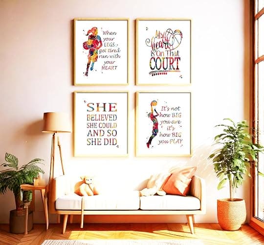 Watercolor Basketball Player Girl Athlete Illustration Art Print Set for Girl's Bedroom Motivation, Playroom Energy Boost, Locker Team Spirit, Young Hoopster Surprises, Aspiring Guard Tokens, Team Leader Honors, Coach Appreciation Gifts, Birthday Slam Dunk Markers - 8x10 Unframed Print Set thumbnail 4