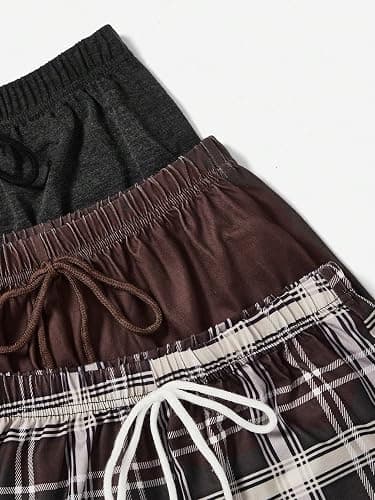 WDIRARA Women's 3 Pack Plaid Letter Graphic Pajama Shorts Elastic Waist Pj Lounge Shorts thumbnail 5