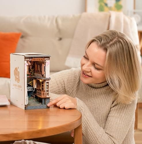 Rolife DIY Book Nook Kit Sakura Densya, DIY Miniature Booknook Kit Creative Decorative Bookend Bookshelf Insert 3D Puzzles for Adults, Halloween/Christmas Decorations/Gifts for Adults (Sakura Densya) thumbnail 4