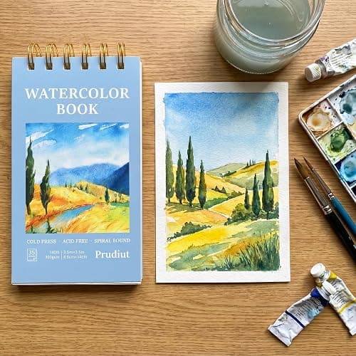35 Sheets Watercolor Paper Pad 3.5x5.5 Inch, 140 lb/300 GSM Cold Press Water Color Paper Spiral Bound Watercolor Sketchbook for Art Painting Drawing Mixed Media Gifts for Artists Beginners(2 Pack) thumbnail 5