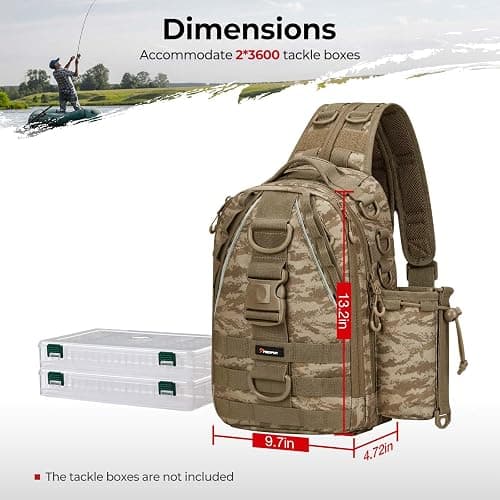 Piscifun Fishing Tackle Backpack with Rod & Gear Holder, Lightweight Outdoor Water-Resistant Fishing Shoulder Storage Bag thumbnail 5