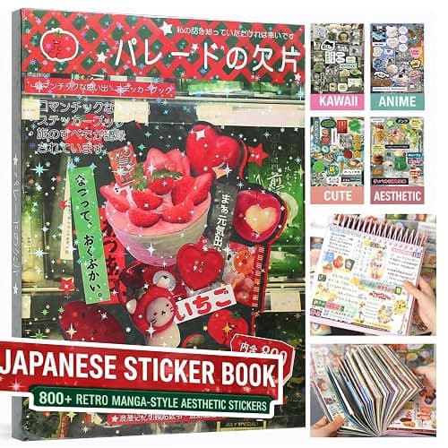 Japanese Aesthetic Sticker Book for Adults – 800+ Retro Manga Style Stickers for Journaling, Planners, Scrapbooking & DIY Crafts (45 Sheets) - Image 1