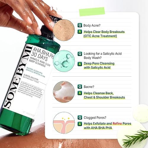 SOME BY MI AHA BHA PHA 30 Days Miracle Acne Clear Body Cleanser 13.5oz – Salicylic Acid & Tea Tree Acne Body Wash – Deep Cleansing, Sulfate & Paraben Free Korean Skin care thumbnail 8