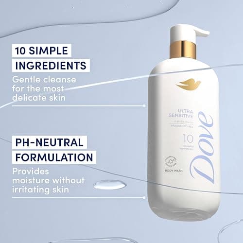 Dove Ultra Sensitive Serum Body Wash Fragrance Free 10 Ingredients, 18.5 oz | For sensitive skin, Helps moisturize skin, Fragrance free thumbnail 3