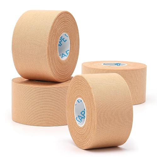 OK TAPE 4 Rolls Athletic Tape, Sports Tape for Injuries, Rigid, Easy Tear Medical Tape, Wrist Tape, No Sticky Residue | Secure Ankle, Finger, Knee- 1.5inch x 11yards (Beige) - Image 1