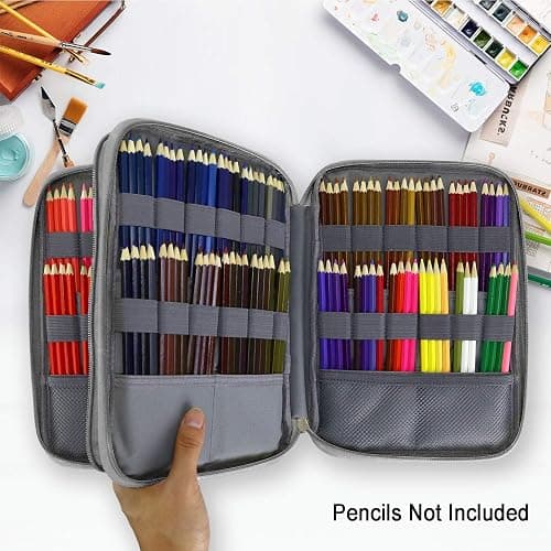 YOUSHARES 192 Slots Colored Pencil Case, Large Capacity Pencil Holder Pen Organizer Bag with Zipper for Prismacolor Watercolor Coloring Pencils, Gel Pens & Markers for Student & Artist (Black) thumbnail 5