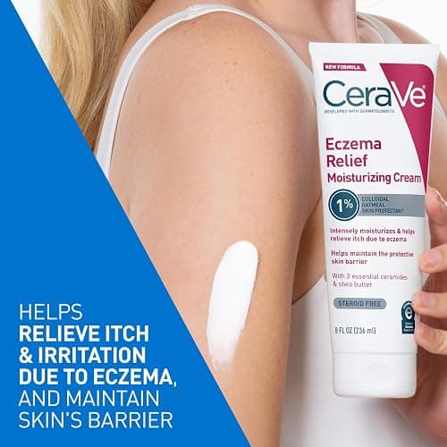 CeraVe Eczema Relief Moisturizing Cream with Colloidal Oatmeal, Shea Butter & Vitamin E For Dry Skin & Itchy Skin Relief, Steroid Free & Paraben Free, 8oz thumbnail 3