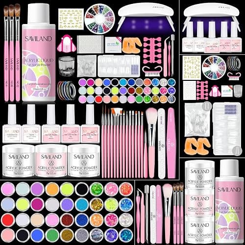 SAVILAND Acrylic Nail Kit with Everything: Professional Nails Kit Set for Beginner Acrylic Powder & Liquid Gel Polish Kit U V Light Full Nail Supplies Essential Tools DIY Home Salon Christmas Gift - Image 1