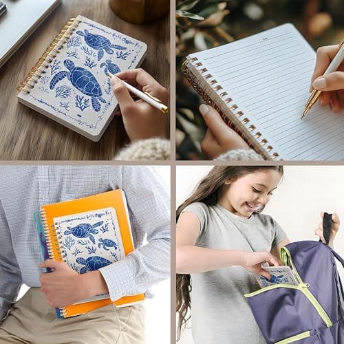 Stanoha Cute Spiral Notebook journal A5 Aesthetic Pretty Floral Design for Women Girls Kawaii with Pocket, 8.5 x 5.7 inch, Turtle - Save Turtle thumbnail 7