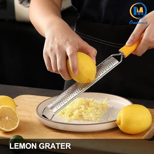 OIM Omiiomio Lemon Zester & Heavy Duty Cheese Grater & Vegetable Grater — Parmesan Cheese Lemon, Garlic, Nutmeg, Chocolate, Fruits, Vegetables, Ginger - Cheese Shredder & Stainless Steel Grater thumbnail 2