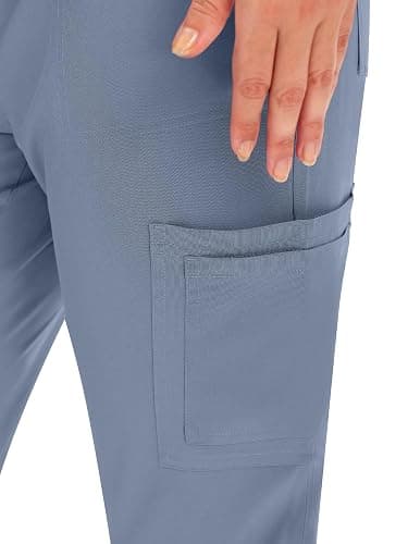 COZYFIT Scrubs for Women - V Neck Top & Cargo Straight Pants 12 Pockets | Water Resistant, Side-Slit Hem, Easy Care, Workday Utility, For Nurses, Clinics, Long Shifts, Daily Medical Uniforms thumbnail 6