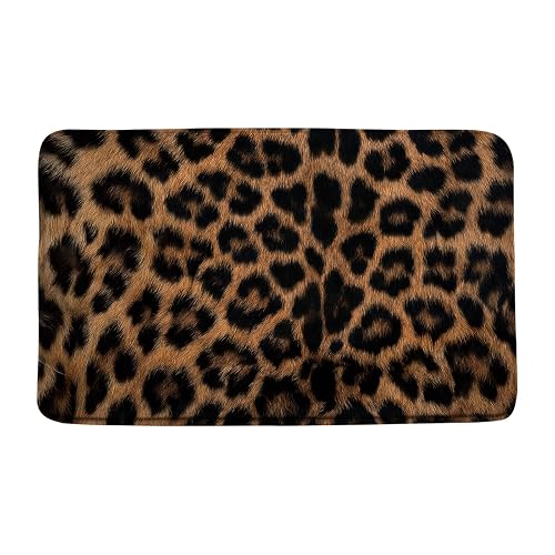 DSMEUE Leopard Print Bath Mat Brown Black Cheetah Animal Wildlife Vintage Bathroom Kitchen Toilet Rugs,18x30 Inch(Low Pile) - Image 1