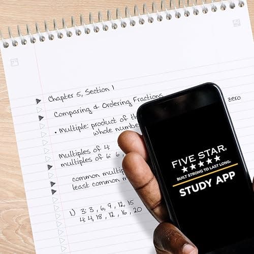 Five Star Top Spiral Notebook + Study App, 1 Subject, College Ruled Notepad, 8-1/2" x 11", 100 Sheets, Fights Ink Bleed, Water Resistant Cover, Tidewater Blue (820058D-ECM) thumbnail 4