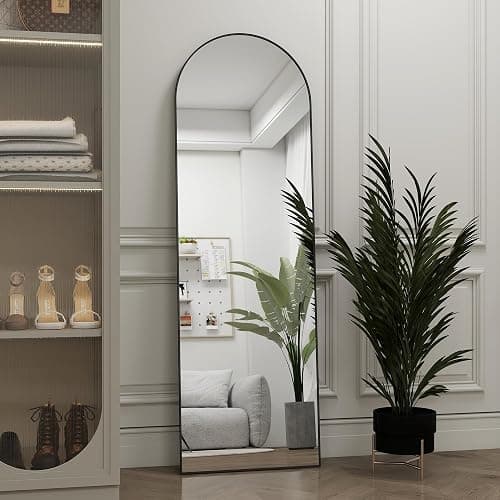 JAWGLOW Door Mirror, Arched Full Length Mirror Over The Door, 14"x 48" Hanging or Wall Mirrors, Full Body Mirrors - Black thumbnail 4