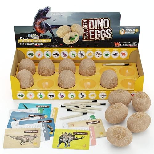 Dan&Darci Dig a Dozen Dino Egg Kit for Kids - Easter Basket Stuffers - Dinosaur Toys Gift 3-12 Year Old - 12 Eggs & Surprise Dinosaurs - Science STEM Activities - Boy Toy Party Gifts for Boys & Girls thumbnail 9