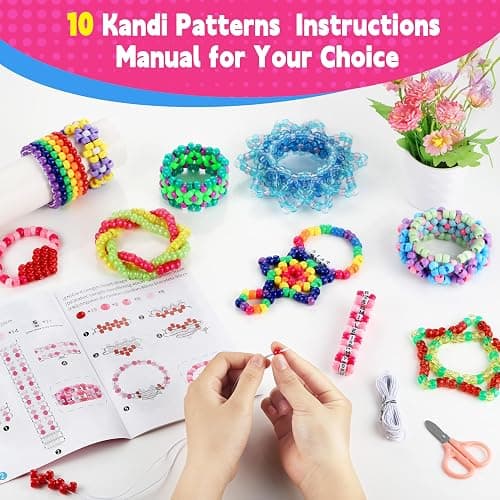 Pony Beads for Bracelets, Funtopia 4026 Pcs 72 Colors Multi-Types Kandi Beads with 10 Kandi Cuff Designs, Friendship Bracelet Making Kit with Assorted Letter Bead for Jewelry Making and DIY Crafts thumbnail 3