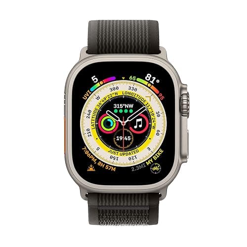Apple Watch Ultra [GPS + Cellular 49mm] Titanium Case with Black/Gray Trail Loop, S/M (Renewed) thumbnail 2
