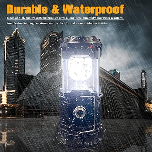 Collapsible Portable LED Camping Lantern XTAUTO Lightweight Waterproof Solar USB Rechargeable LED Flashlight Survival Kits for Indoor Outdoor Home Emergency Light Power Outages Hiking Hurricane 4-Pack thumbnail 3