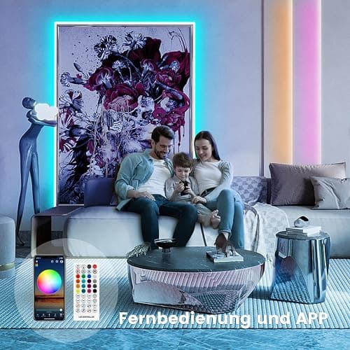 VKH LED Strip 10m, LED Streifen Bluetooth RGB LED Band 10m Selbstklebend mit Fernbedienung und APP, LED Lichterkette LED Beleuchtung für Zimmer Party thumbnail 3
