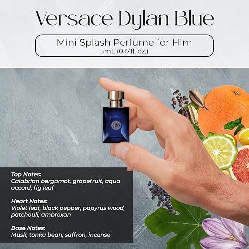 Versace Cologne for Men Set of 4 Mini Eros, Pour Homme, Dylan Blue, Eau Fraiche Perfume for Men Fragrance Sampler Set - Designer Mens Cologne Samples (4 Count, 0.17 oz) thumbnail 3