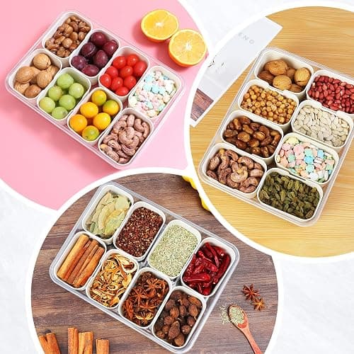 NOIRUC-CZ Divided Clear Snackle Box with Lid and Handle Food Serving Tray Fruit & Veggie Container with 8 Detachable Dividers Portable Snack Platters Charcuterie Board Container for Party, Travel thumbnail 7