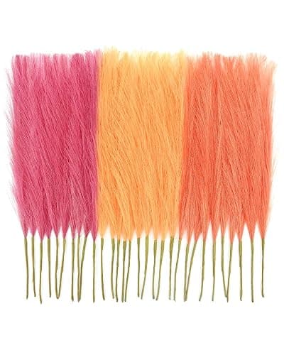 Veneloo 30pcs Faux Pampas Grass Pink Orange Fall Decor, 17.7inch Short Artificial Pompous Grass Fluffy Fake Pompas Branches Vase Filler Flower Arrangement for Home Party Outdoor Wedding Decor thumbnail 9