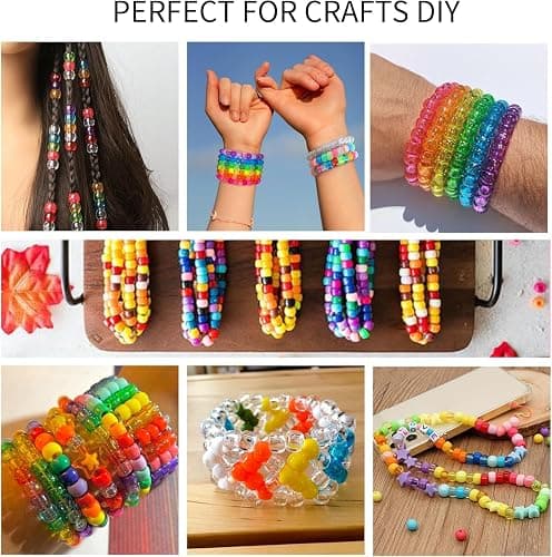 5 Boxes Bracelet Making Kit Pony Beads, 96 Colors 6x9mm 3500Pcs Kandi Rave Beads for Bracelets Friendship Plastic Bead with 800Pcs Letter Bead Arts and Crafts for Kids Adults Keychain Jewelry Making thumbnail 6