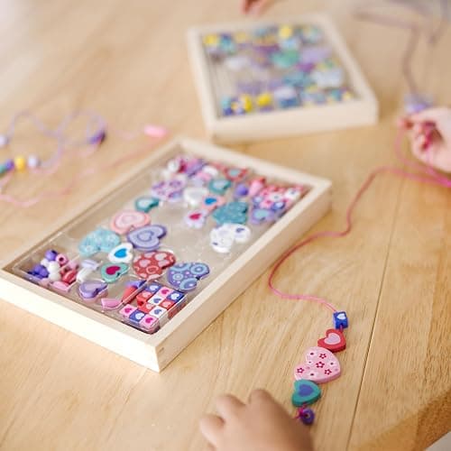 Melissa & Doug Wooden Bead Kits, Set of 2, Sweet Hearts and Butterfly Friends (Arts & Crafts, Easy to Use, Handy Wooden Tray, 120 Wooden Beads & 5 Color Cords) - English Only Packaging thumbnail 9